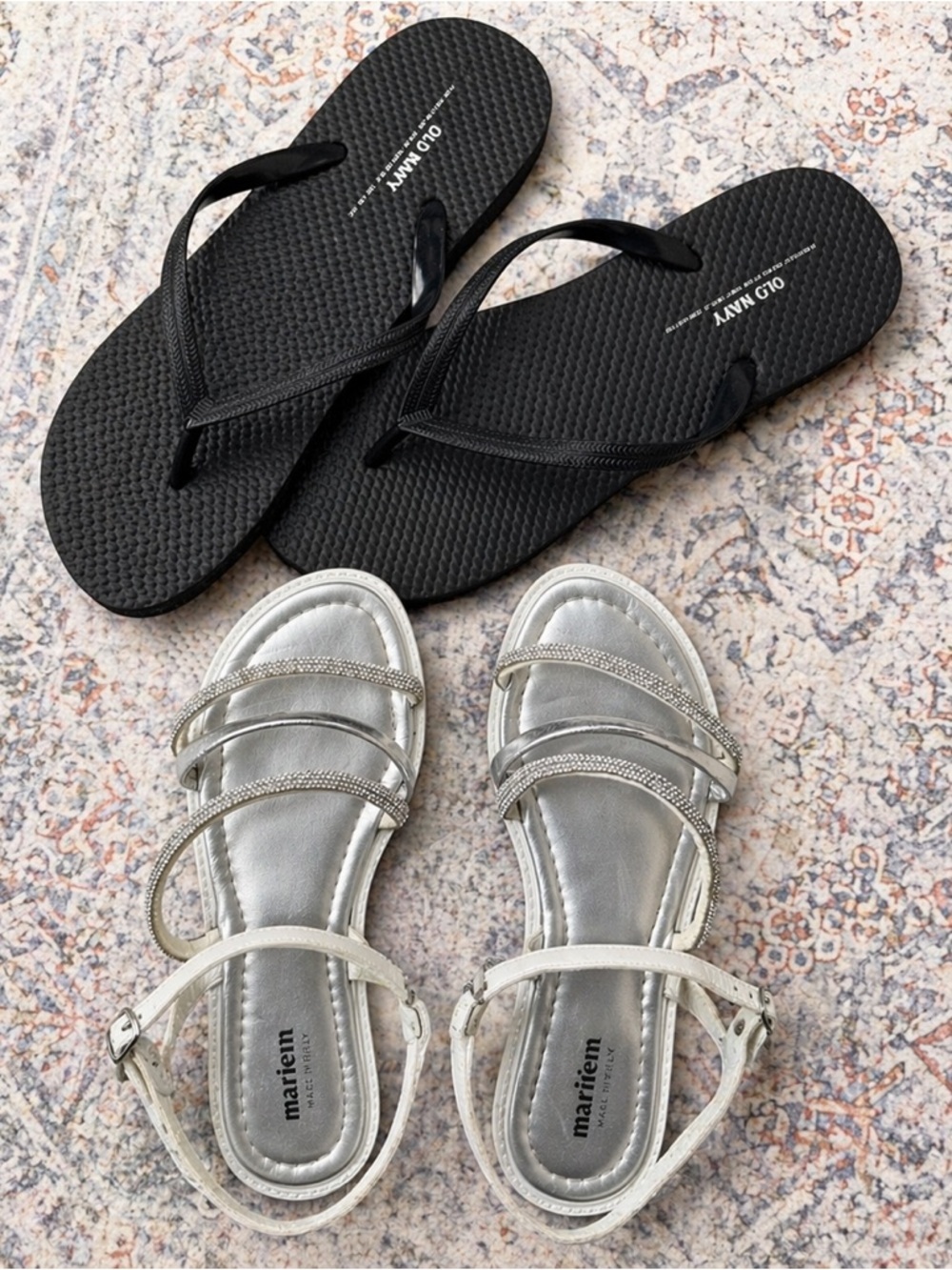 Bundle Deal White and Silver Girl Sandals + Bonus Old Navy FlipFlops